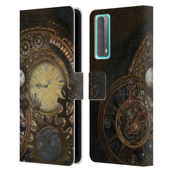 Simone Gatterwe Steampunk Clocks Leather Book Wallet Case Cover For Huawei P Smart (2021)