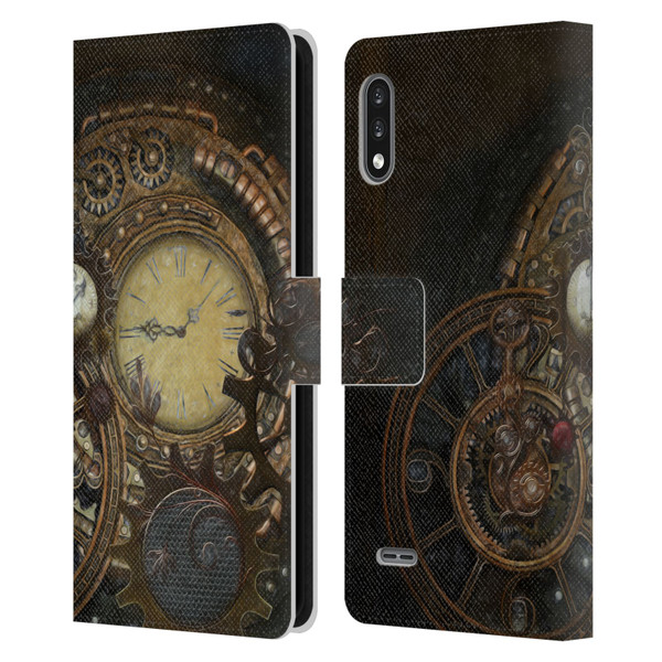 Simone Gatterwe Steampunk Clocks Leather Book Wallet Case Cover For LG K22
