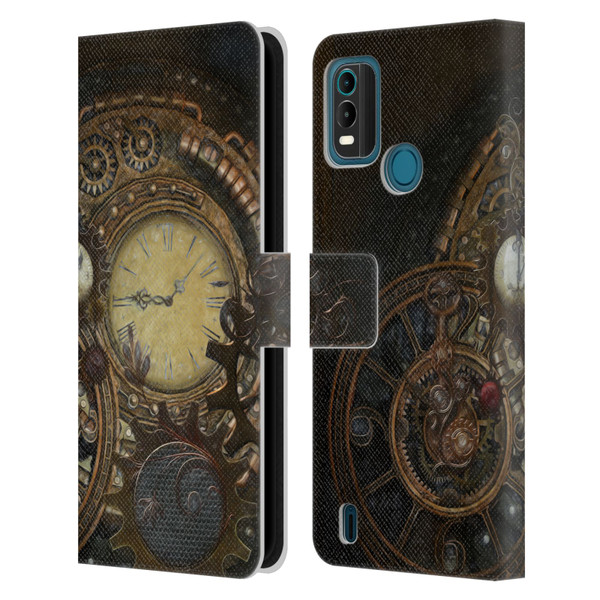 Simone Gatterwe Steampunk Clocks Leather Book Wallet Case Cover For Nokia G11 Plus