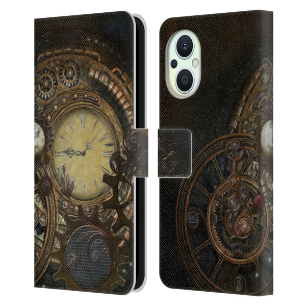 Simone Gatterwe Steampunk Clocks Leather Book Wallet Case Cover For OPPO Reno8 Lite