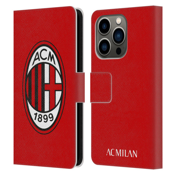 AC Milan Crest Full Colour Red Leather Book Wallet Case Cover For Apple iPhone 14 Pro