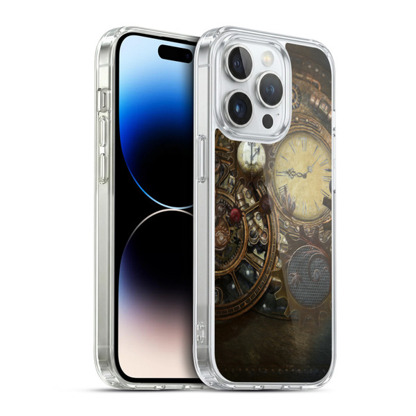 Simone Gatterwe Steampunk Clocks Soft Gel Case for Apple iPhone 14 Pro & MagSafe