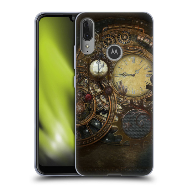 Simone Gatterwe Steampunk Clocks Soft Gel Case for Motorola Moto E6 Plus