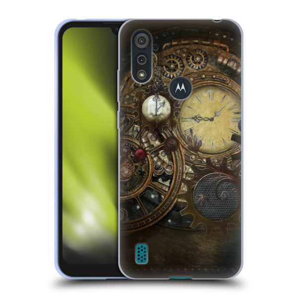 Simone Gatterwe Steampunk Clocks Soft Gel Case for Motorola Moto E6s (2020)