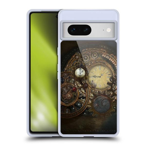 Simone Gatterwe Steampunk Clocks Soft Gel Case for Google Pixel 7