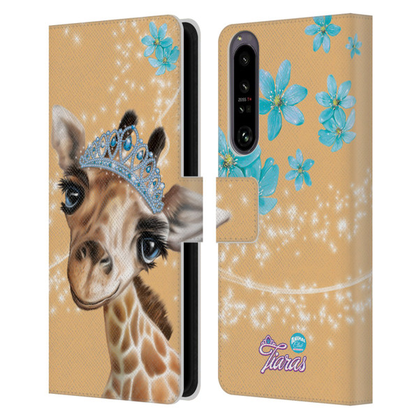 Animal Club International Royal Faces Giraffe Leather Book Wallet Case Cover For Sony Xperia 1 IV