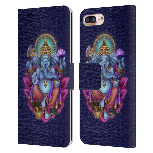 Brigid Ashwood Sacred Symbols Ganesha Leather Book Wallet Case Cover For Apple iPhone 7 Plus / iPhone 8 Plus