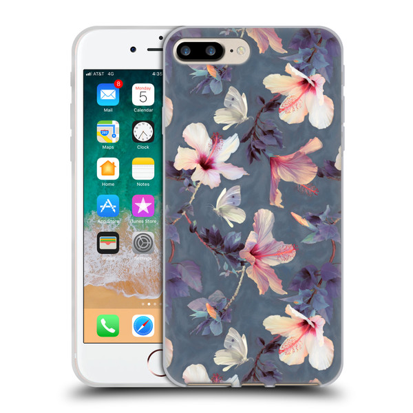 Micklyn Le Feuvre Florals Butterflies and Hibiscus Soft Gel Case for Apple iPhone 7 Plus / iPhone 8 Plus
