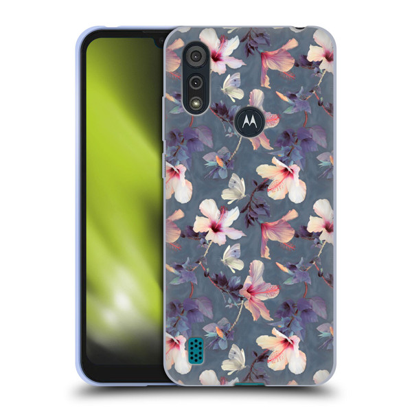 Micklyn Le Feuvre Florals Butterflies and Hibiscus Soft Gel Case for Motorola Moto E6s (2020)
