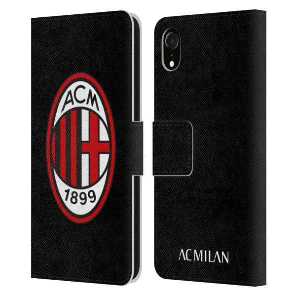 AC Milan Crest Full Colour Black Leather Book Wallet Case Cover For Apple iPhone XR