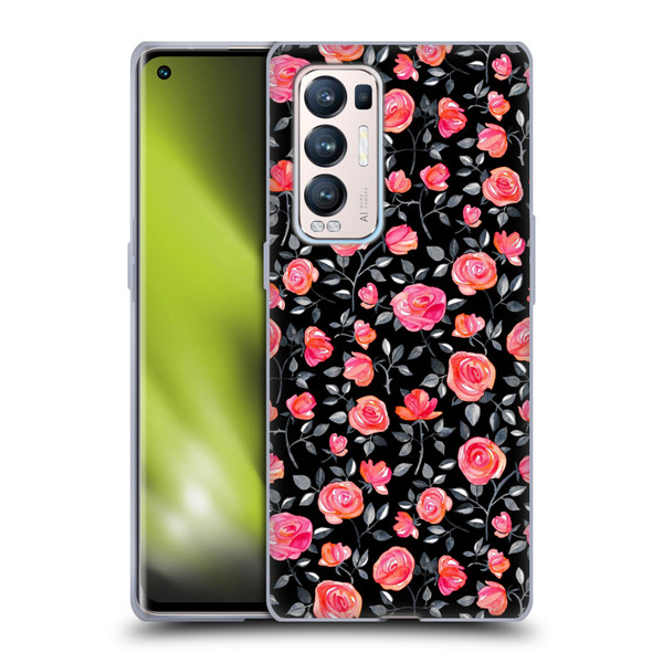 Micklyn Le Feuvre Florals Roses on Black Soft Gel Case for OPPO Find X3 Neo / Reno5 Pro+ 5G