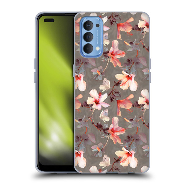 Micklyn Le Feuvre Florals Coral Hibiscus Soft Gel Case for OPPO Reno 4 5G