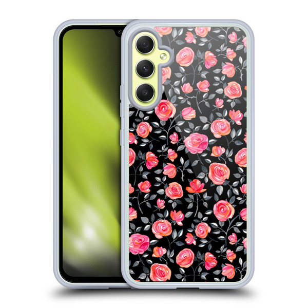 Micklyn Le Feuvre Florals Roses on Black Soft Gel Case for Samsung Galaxy A34 5G