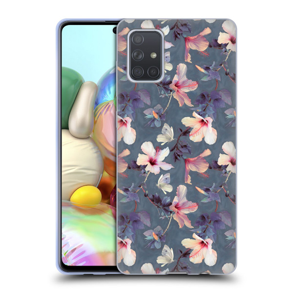 Micklyn Le Feuvre Florals Butterflies and Hibiscus Soft Gel Case for Samsung Galaxy A71 (2019)