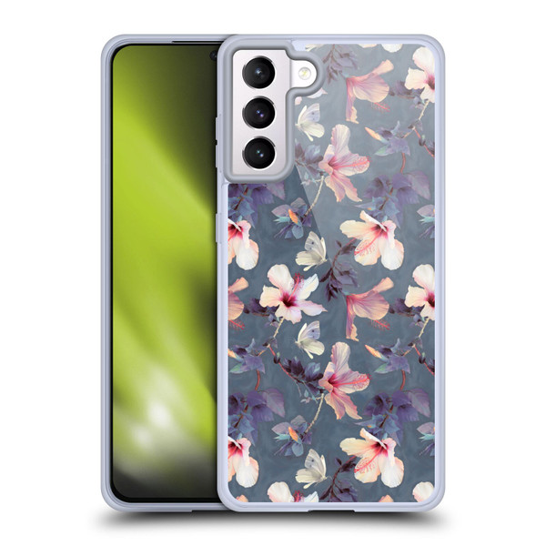 Micklyn Le Feuvre Florals Butterflies and Hibiscus Soft Gel Case for Samsung Galaxy S21+ 5G