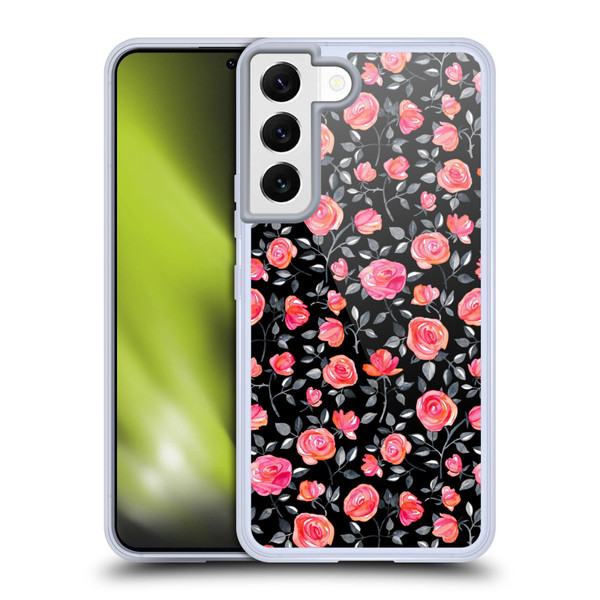 Micklyn Le Feuvre Florals Roses on Black Soft Gel Case for Samsung Galaxy S22 5G