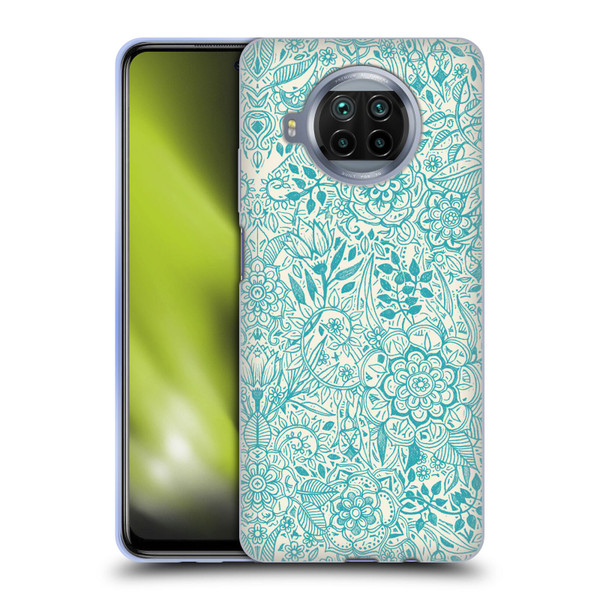 Micklyn Le Feuvre Floral Patterns Teal And Cream Soft Gel Case for Xiaomi Mi 10T Lite 5G