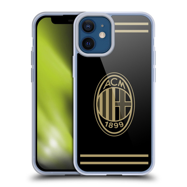 AC Milan Crest Black And Gold Soft Gel Case for Apple iPhone 12 Mini
