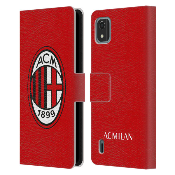 AC Milan Crest Full Colour Red Leather Book Wallet Case Cover For Nokia C2 2nd Edition