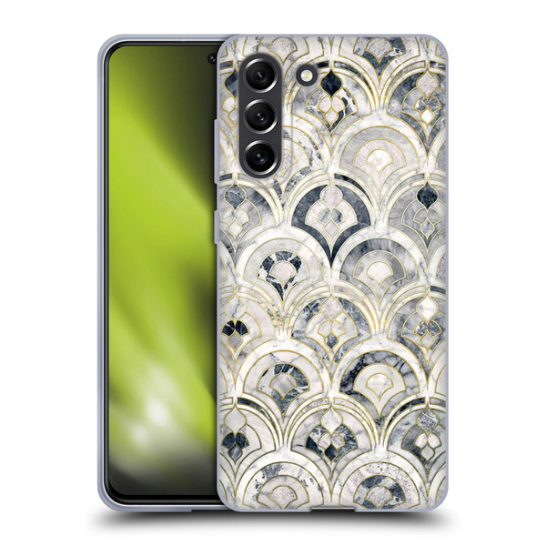 Micklyn Le Feuvre Marble Patterns Monochrome Art Deco Tiles Soft Gel Case for Samsung Galaxy S21 FE 5G