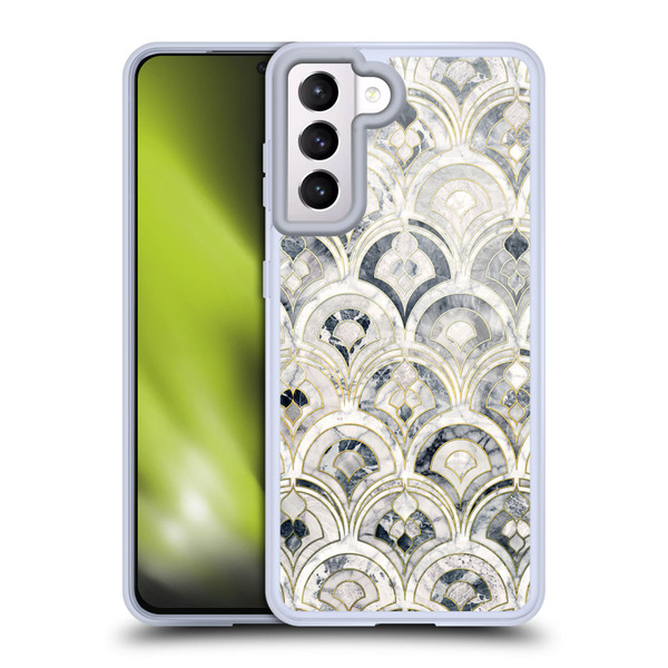 Micklyn Le Feuvre Marble Patterns Monochrome Art Deco Tiles Soft Gel Case for Samsung Galaxy S21 5G