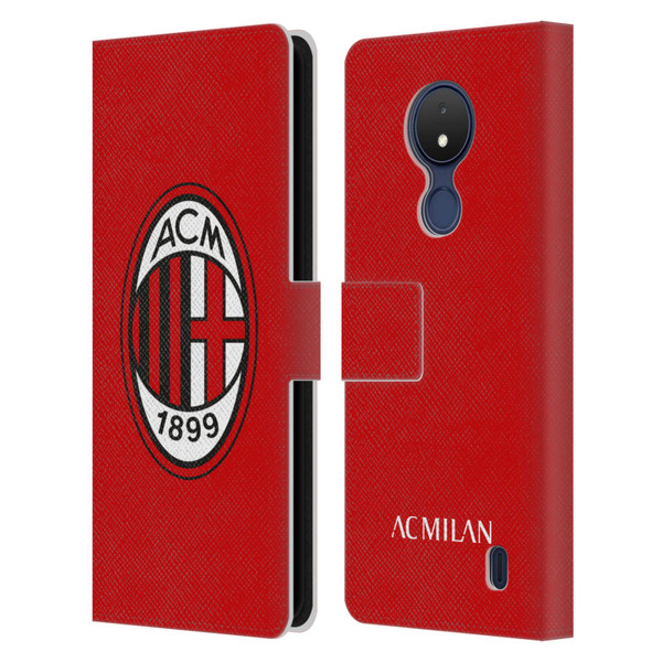 AC Milan Crest Full Colour Red Leather Book Wallet Case Cover For Nokia C21
