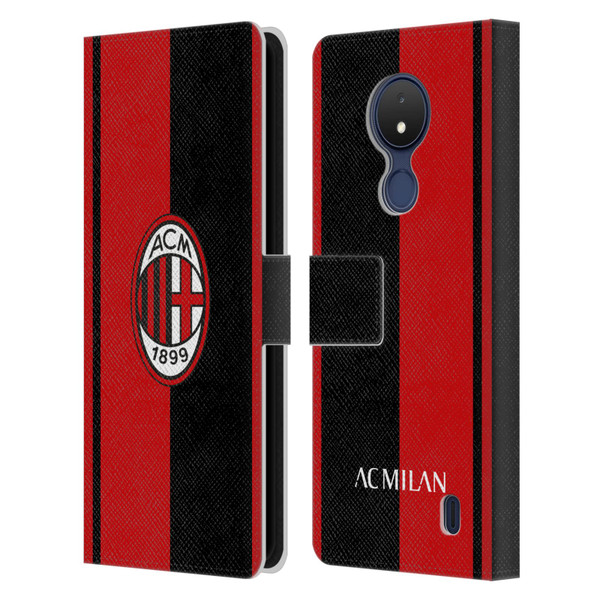 AC Milan Crest Red And Black Leather Book Wallet Case Cover For Nokia C21