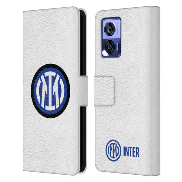 Fc Internazionale Milano Badge Logo On White Leather Book Wallet Case Cover For Motorola Edge 30 Neo 5G