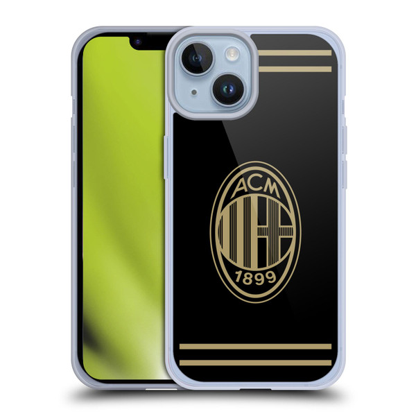AC Milan Crest Black And Gold Soft Gel Case for Apple iPhone 14