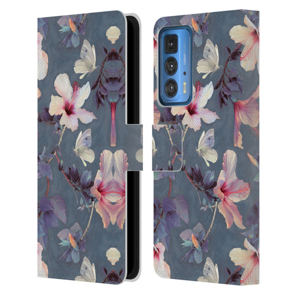 Micklyn Le Feuvre Florals Butterflies and Hibiscus Leather Book Wallet Case Cover For Motorola Edge 20 Pro