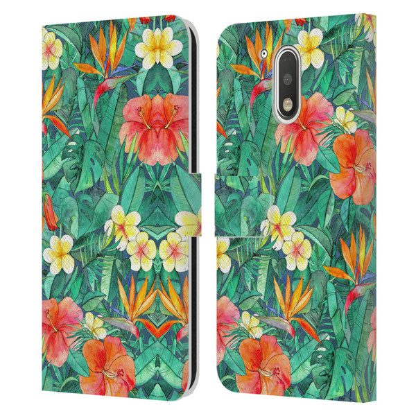 Micklyn Le Feuvre Florals Classic Tropical Garden Leather Book Wallet Case Cover For Motorola Moto G41