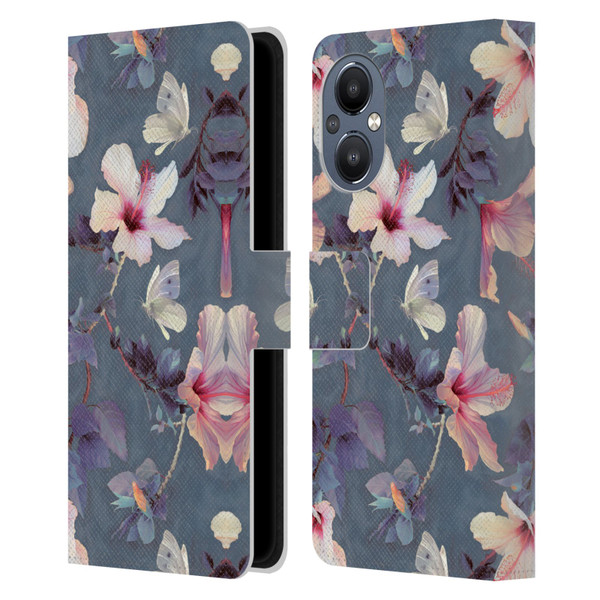 Micklyn Le Feuvre Florals Butterflies and Hibiscus Leather Book Wallet Case Cover For OnePlus Nord N20 5G
