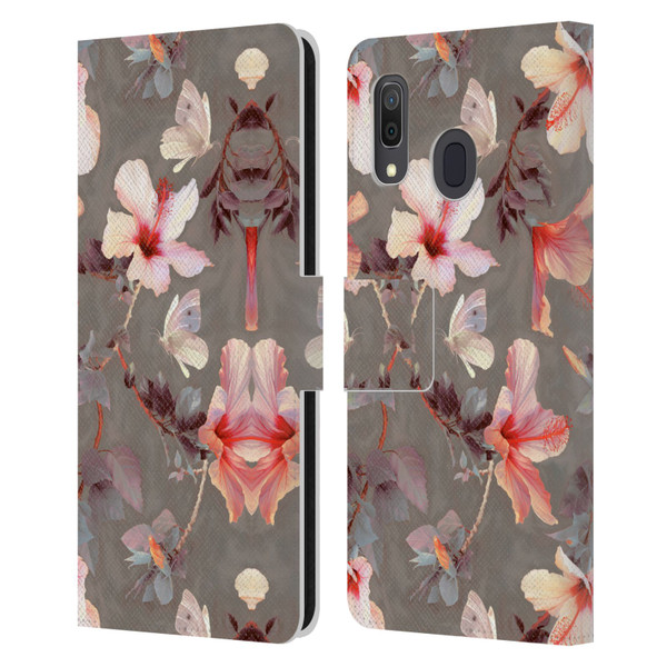 Micklyn Le Feuvre Florals Coral Hibiscus Leather Book Wallet Case Cover For Samsung Galaxy A33 5G (2022)