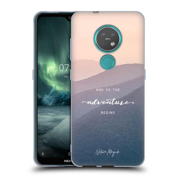 Nature Magick So The Adventure Begins Quote Mountains Soft Gel Case for Nokia 6.2 / 7.2