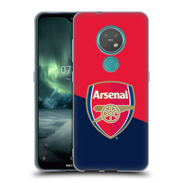 Arsenal FC Crest 2 Red & Blue Logo Soft Gel Case for Nokia 6.2 / 7.2