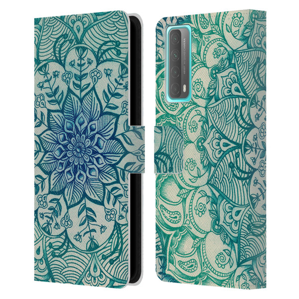 Micklyn Le Feuvre Mandala 3 Emerald Doodle Leather Book Wallet Case Cover For Huawei P Smart (2021)