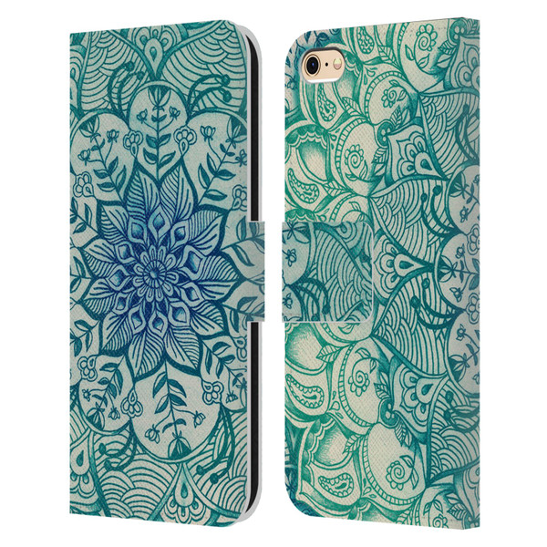 Micklyn Le Feuvre Mandala 3 Emerald Doodle Leather Book Wallet Case Cover For Apple iPhone 6 / iPhone 6s
