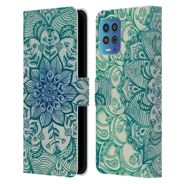 Micklyn Le Feuvre Mandala 3 Emerald Doodle Leather Book Wallet Case Cover For Motorola Moto G100
