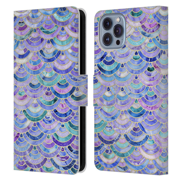Micklyn Le Feuvre Marble Patterns Mosaic In Amethyst And Lapis Lazuli Leather Book Wallet Case Cover For Apple iPhone 14