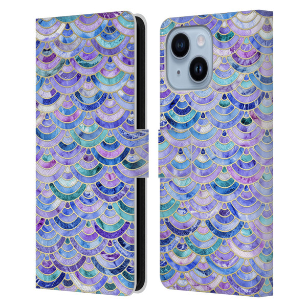 Micklyn Le Feuvre Marble Patterns Mosaic In Amethyst And Lapis Lazuli Leather Book Wallet Case Cover For Apple iPhone 14 Plus