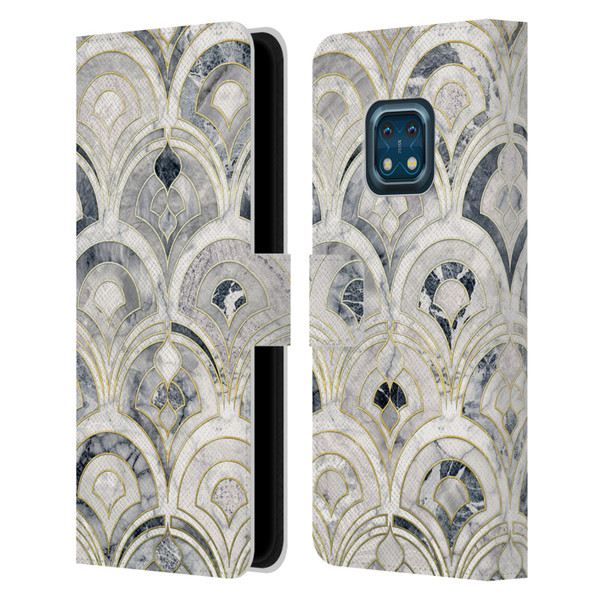 Micklyn Le Feuvre Marble Patterns Monochrome Art Deco Tiles Leather Book Wallet Case Cover For Nokia XR20