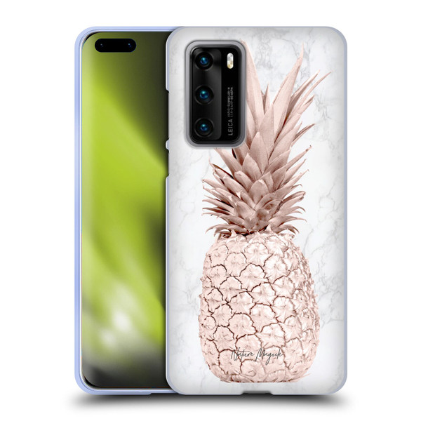 Nature Magick Rose Gold Pineapple On Marble Rose Gold Soft Gel Case for Huawei P40 5G