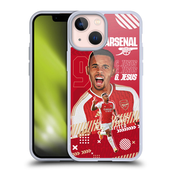 Arsenal FC 2023/24 First Team Gabriel Jesus Soft Gel Case for Apple iPhone 13 Mini