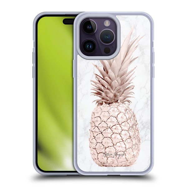Nature Magick Rose Gold Pineapple On Marble Rose Gold Soft Gel Case for Apple iPhone 14 Pro Max