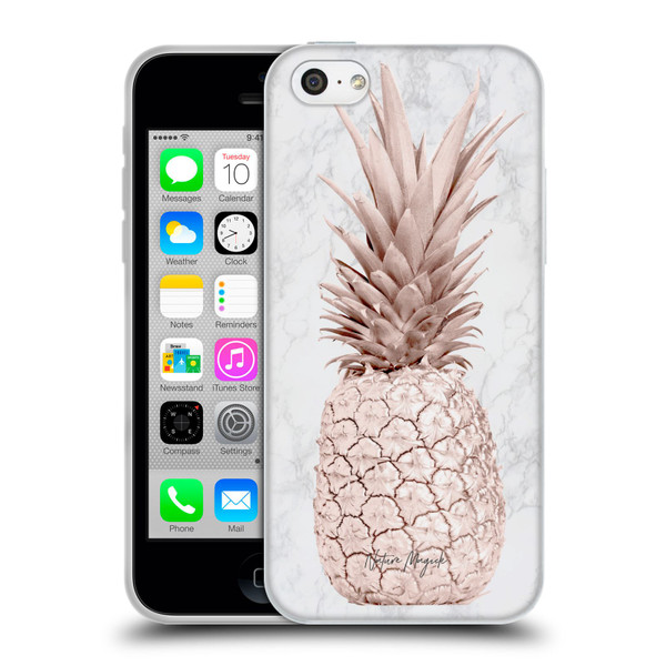 Nature Magick Rose Gold Pineapple On Marble Rose Gold Soft Gel Case for Apple iPhone 5c