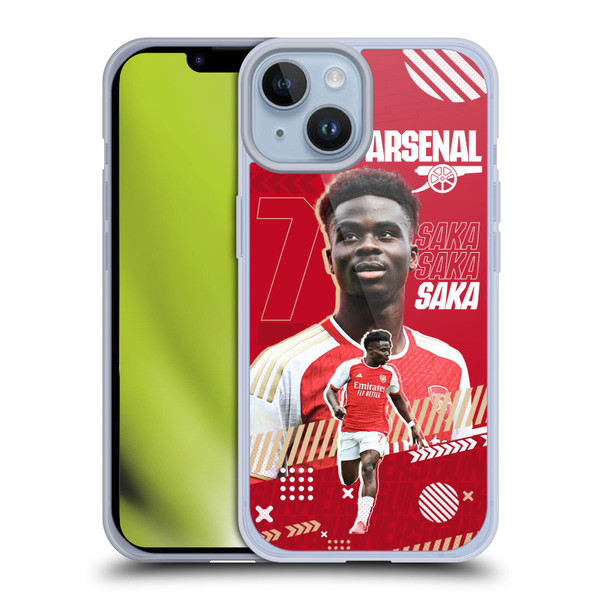 Arsenal FC 2023/24 First Team Bukayo Saka Soft Gel Case for Apple iPhone 14