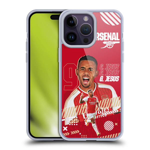 Arsenal FC 2023/24 First Team Gabriel Jesus Soft Gel Case for Apple iPhone 14 Pro Max
