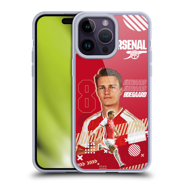Arsenal FC 2023/24 First Team Martin Ødegaard Soft Gel Case for Apple iPhone 14 Pro Max