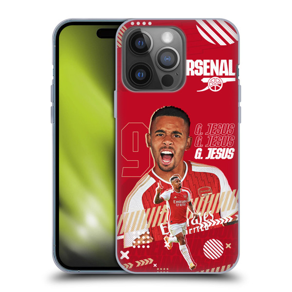 Arsenal FC 2023/24 First Team Gabriel Jesus Soft Gel Case for Apple iPhone 14 Pro