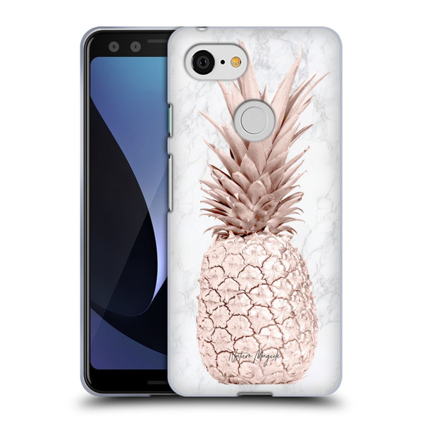 Nature Magick Rose Gold Pineapple On Marble Rose Gold Soft Gel Case for Google Pixel 3
